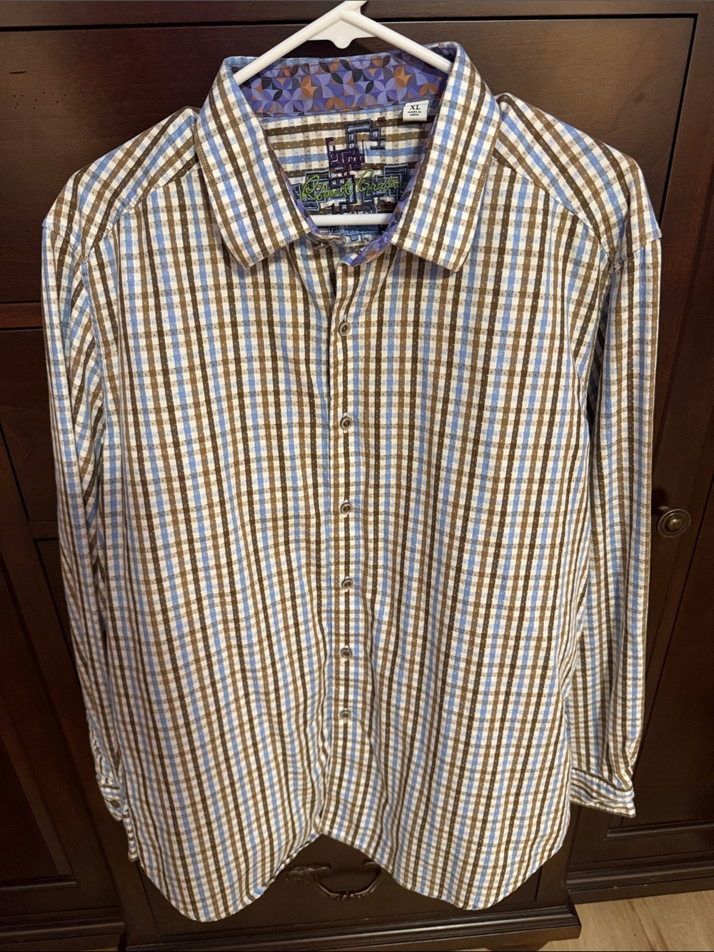 Robert Graham Brown and Light Blue Plaid Button-Down Shirt